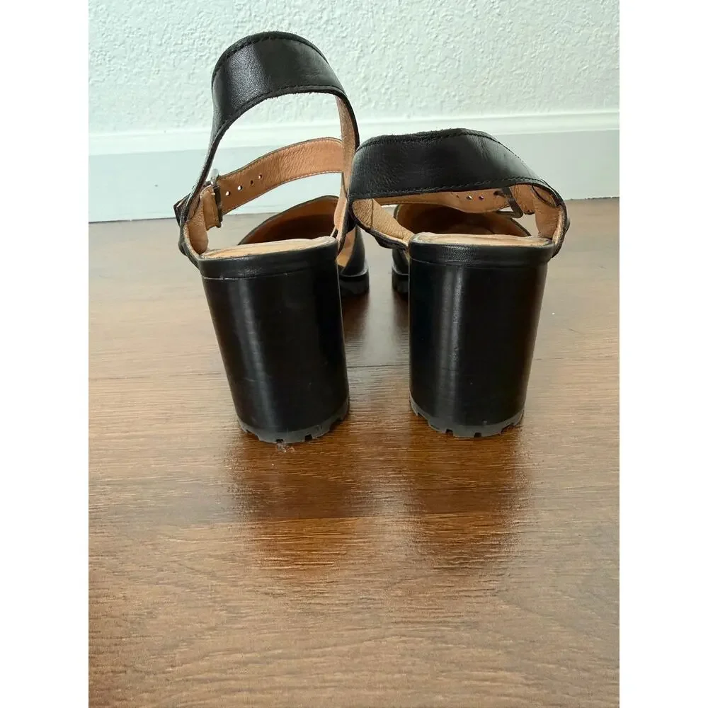 Madewell Claudie Heeled Lugsole Mary Janes Black Leather Sz 10 Preppy Casual